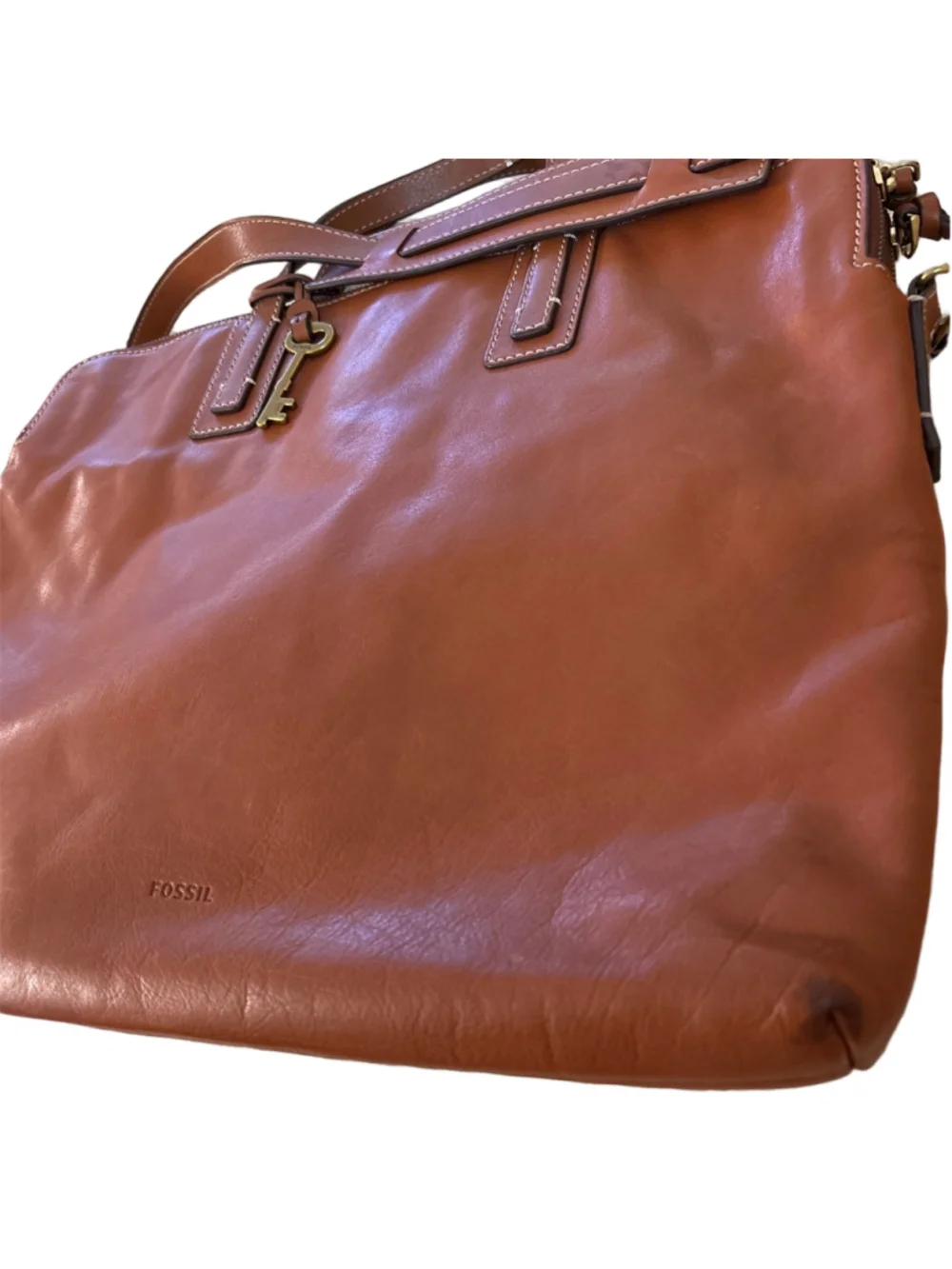 Women's Fossil Brown Leather Laptop Bag One Size